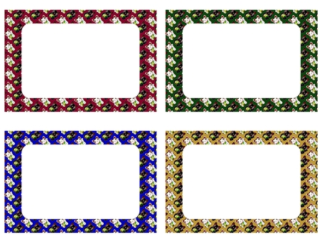 招き猫のフレ−ム　セット 招き猫,フレ−ム,ポストカード,メッセージカード,柄,パターン,かわいい,笑顔,招福,白のイラスト素材