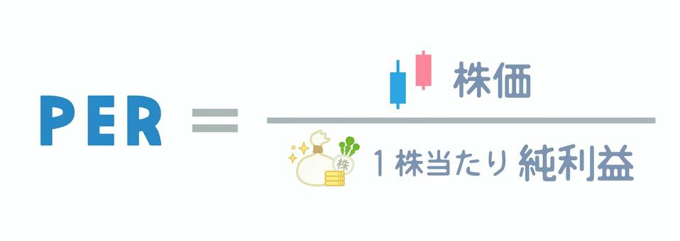 投資関連用語挿絵｜PER(2) per,株価収益率,投資,株式,用語,単語,株価,ローソク足,挿絵,図解のイラスト素材