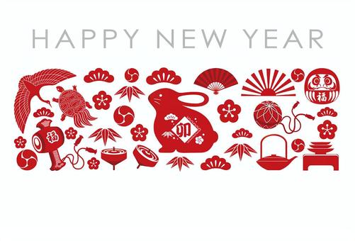 New Year's card template for the year of the rabbit, cartão de ano novo, anos de mao,, zodíaco, JPG, PNG and AI