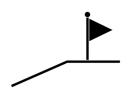 坂道と旗 坂道,旗,ゴール,目印,地点,アイコン,場所,シルエット,黒のイラスト素材