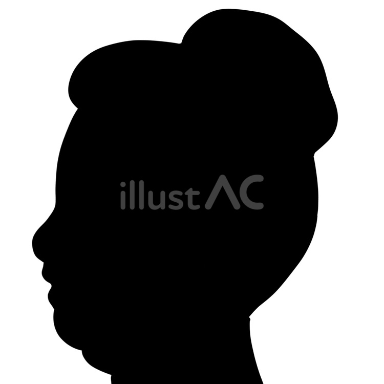 横向きのふくよかな女性のシルエット 横顔,女性,お団子ヘアのイラスト素材