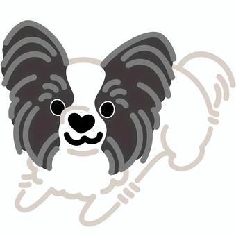 ハート鼻のパピヨン（ふせ）3 パピヨン,犬,動物,ハート,鼻,ふせ,シンプル,かわいい,キュート,デフォルメのイラスト素材