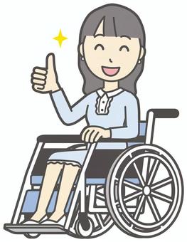 ワンピースお嬢様-290-全身 車いす,お嬢様,女性,女の子,オシャレ,人物,かわいい,障害者,車椅子,座るのイラスト素材
