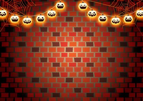 Halloween2551 煉瓦,ガーランド,蜘蛛の巣,ちょうちん,ジャックオーランタン,かわいい,ハロウィン,背景,壁紙,ウォールのイラスト素材