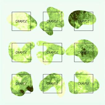 爽やか緑系マーブル図形フレームセット セット,フレーム,枠,抽象,アブストラクト,緑,グリーン,黄緑,ライムグリーン,マーブルのイラスト素材