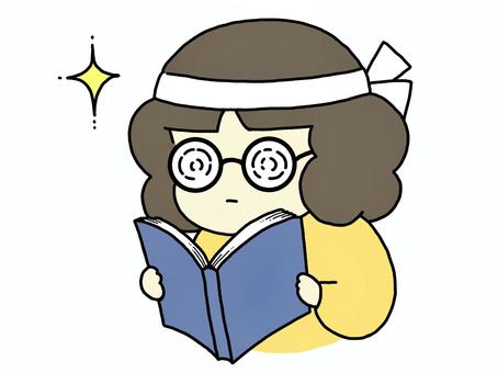 勉強する人 勉強,真面目,メガネ,集中,女性,勤勉,がり勉,学ぶ,学び,受験のイラスト素材