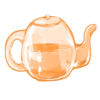 Illustration, teapot, tea, orange, 