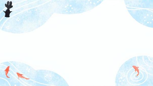金魚の背景 夏祭り,夏,背景,フレーム,枠,夏休み,おしゃれ,かわいい,見出し,和のイラスト素材