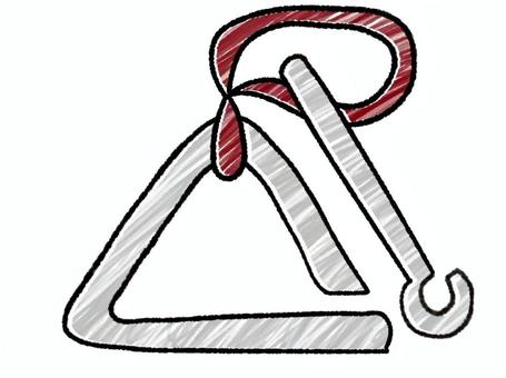 トライアングル トライアングル,楽器,曲,音楽,シンプル,ブラウン,手描きのイラスト素材