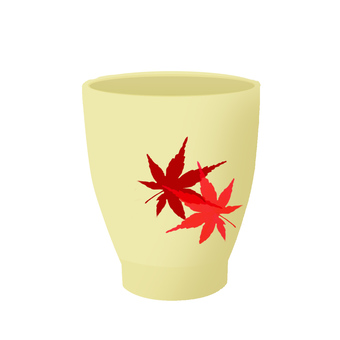 紅葉の湯呑み 紅葉,湯のみ,お茶,陶器,食卓,食事のイラスト素材
