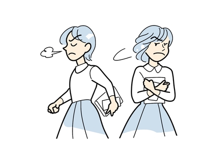 けんかする友達 けんか,ともだち,学生,女性,女の子,女子,生徒,人物,学校,不仲のイラスト素材