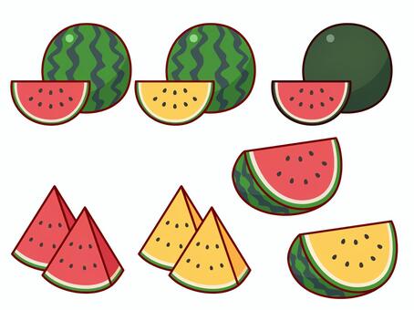 Watermelon illustration set, watermelon, , fruit, JPG, PNG and AI