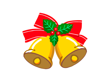赤いリボンとヒイラギのベル（線なし） クリスマス,ベル,聖夜,イヴ,冬,12月,イベント,ホリデー,web素材,ウェブのイラスト素材