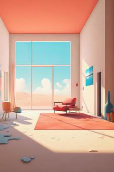 Illustration, window, room, light, 