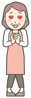  エプロンおばちゃん-020-全身 好き,おばちゃん,エプロン,お母さん,ママ,中年,おばさん,主婦,人物,かわいいのイラスト素材