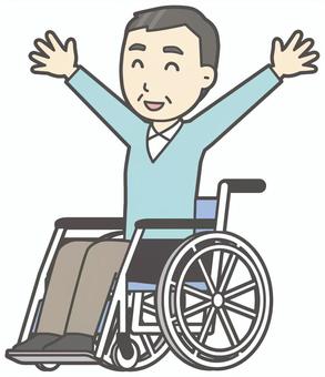 ニット中年男性-298-全身  ニット中年男性-298-全身 車いす,おじさん,男性,中年,お父さん,パパ,シニア,ミドルエイジ,人物,かわいいのイラスト素材