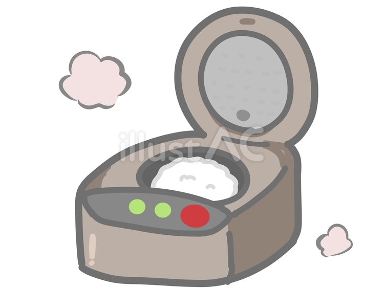 炊飯器と米　湯気 炊飯器,米,白米のイラスト素材