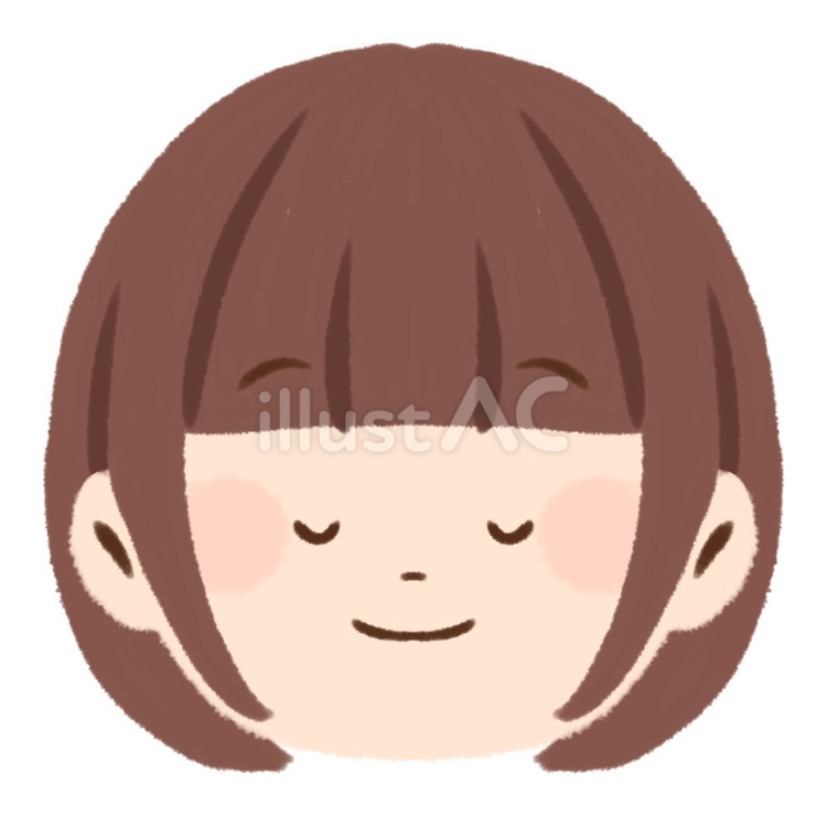 ほっとした表情の女の子のイラスト 人,人物,顔のイラスト素材