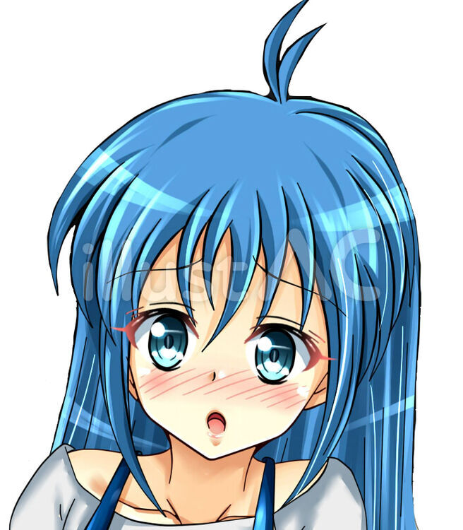りる　表情19　ロングヘア⑤ オリジナル,オリキャラ,キャラクターのイラスト素材