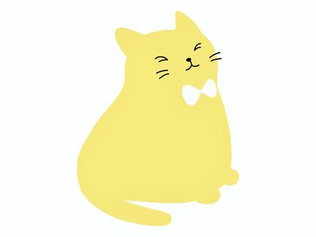 シンプル 嬉しい猫ちゃん イエロー シンプル 嬉しい猫ちゃん イエロー 猫,ねこ,うれしい,happy,喜び,にっこり,ごきげん,にこにこ,楽しい,白のイラスト素材