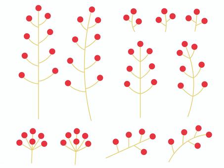 南天セット 南天,セット,ベクター,植物,クリスマス,正月,christmas,xmas,ボタニカル,パーツのイラスト素材