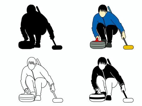 カーリング カーリング,セット,ウインタースポーツ,競技,種目,運動,冬,人,人物,女性のイラスト素材