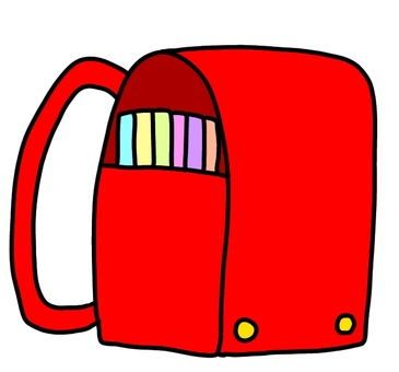 ランドセル赤 ランドセル,持ち物,学校,手書き,アイコンのイラスト素材