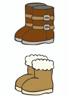 WI_C12_ぶーつ 冬,ブーツ,もこもこ,ファッション,手描きのイラスト素材