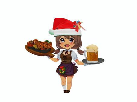 居酒屋クリスマスパーティーのサンタガール クリスマス,サンタクロース,サンタ,サンタガール,ビール,パーティー,生ビール,クリスマスパーティ,パーティ,女サンタのイラスト素材