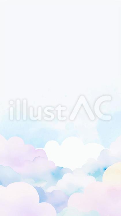 縦長　雲の上　パステル背景　かわいい 背景,淡い,パステルのイラスト素材