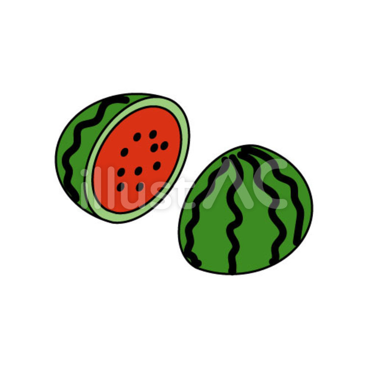 スイカ(まっぷたつ) スイカ,ウォーターメロン,水瓜のイラスト素材