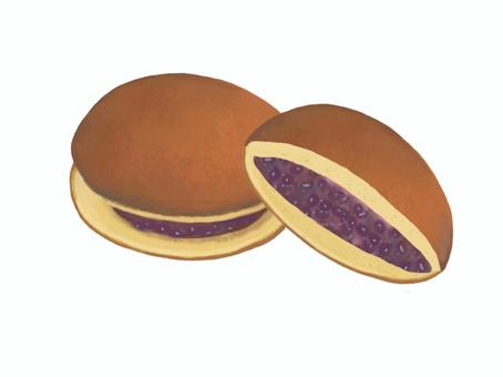 どら焼きA-2 どら焼き,三笠焼き,小豆餡,和菓子,スイーツ,餡,餡子,食べ物,甘い,和のイラスト素材