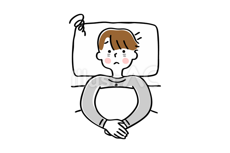 不眠症に悩む男性 不眠症,悩み,ストレスのイラスト素材