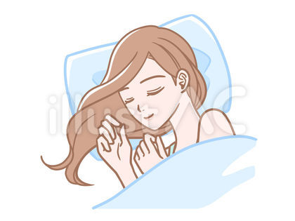 布団で眠る女性_肌色