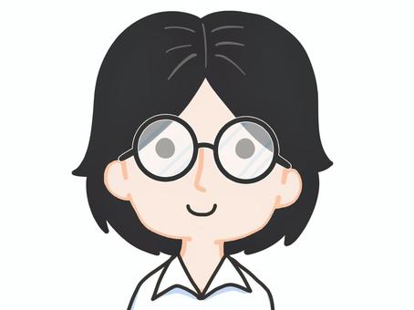 センター分け丸メガネ センター分け丸メガネ 人物,男性,女性,おかっぱヘア,ボブカット,センター分け,黒髪,メガネ,丸メガネ,シャツのイラスト素材