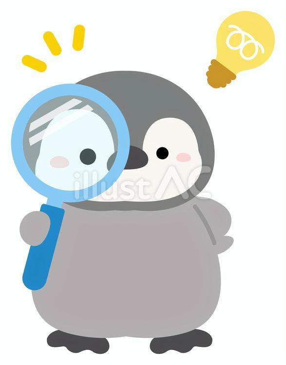 虫眼鏡と閃きの電球 虫眼鏡,発見,気づきのイラスト素材