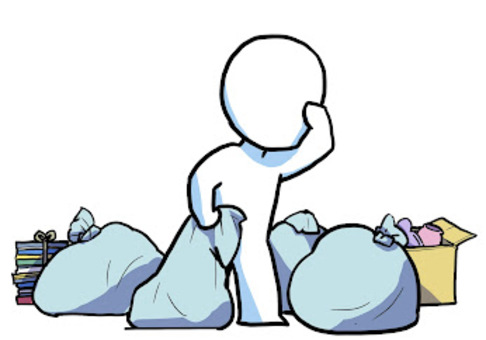 片付けて捨てる人 片付け,掃除,捨てる,整理整頓,ゴミ出し,すっきり,シンプル,棒人間のイラスト素材