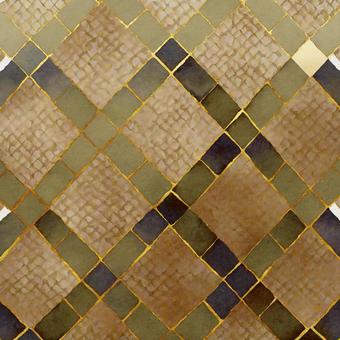 Stylish brown checkered pattern drawn on Japanese paper, , JPG