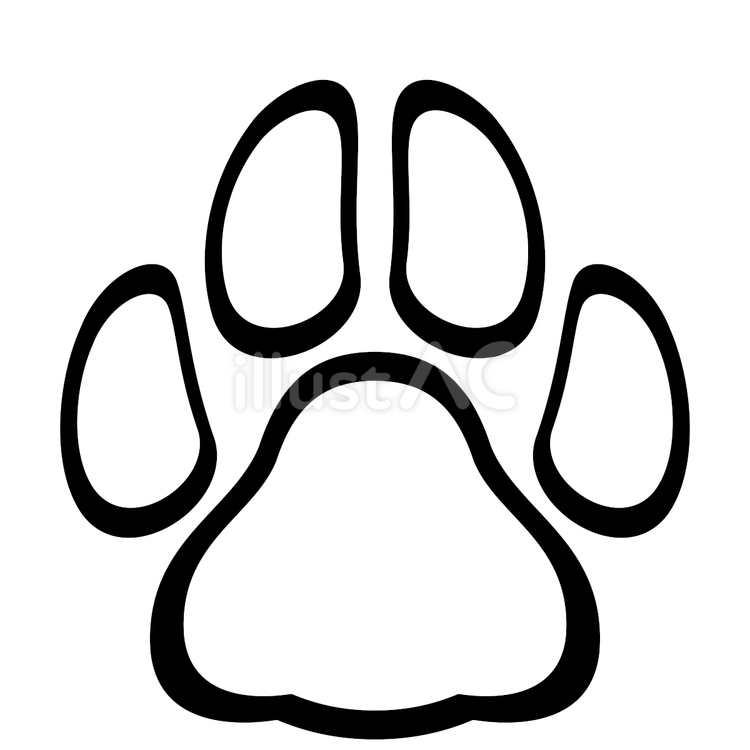 犬の足あと03（大型犬･爪なし）線画 犬,猫,動物のイラスト素材