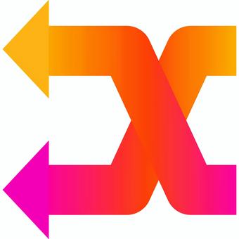 矢印左向き上下交差 矢印,横,左向き,上下交差,オレンジ,ピンク,行交差,入れ替えのイラスト素材