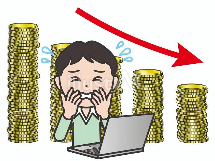 弐A：投資男子_資産下落_CS3 男性,泣く,焦るのイラスト素材