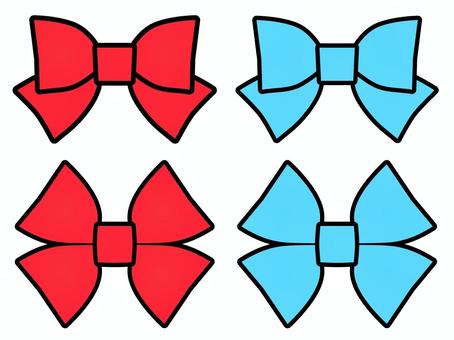 赤と水色のリボン