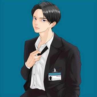 ネクタイボーイ ネクタイ,スーツ,青年,イケメン,漫画のイラスト素材