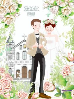 Wedding postcards, bridegroom, bride, bride, JPG and PNG