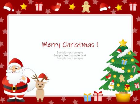 クリスマスの背景、フレーム04 クリスマス,サンタクロース,ツリー,トナカイ,背景,フレーム,サンタ,手描き,プレゼント,ジンジャーマンのイラスト素材