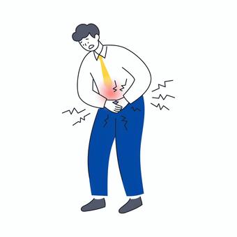 急な腹痛のビジネスマン 人物,ビジネス,男性,腹痛,痛み,体調,不良,オフィス,仕事,疲労のイラスト素材