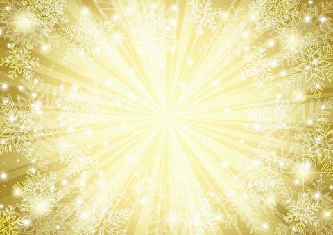 キラキラな雪の結晶と金色集中背景