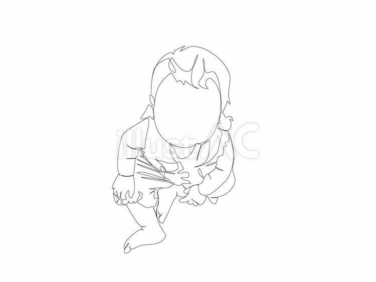 上を見上げてお座りをしている赤ちゃん① 赤ちゃん,子供,女の子のイラスト素材