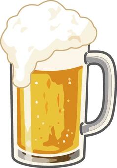 泡たっぷりの冷たい生ビール 生ビール,ビール,ジョッキ,泡,アルコール,飲み物,乾杯,冷たい,のどごし,晩酌のイラスト素材