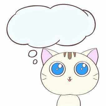 思考するねこ思考するねこ 考える,ねこ,もくもく,かわいい,ふわふわ,吹き出しのイラスト素材